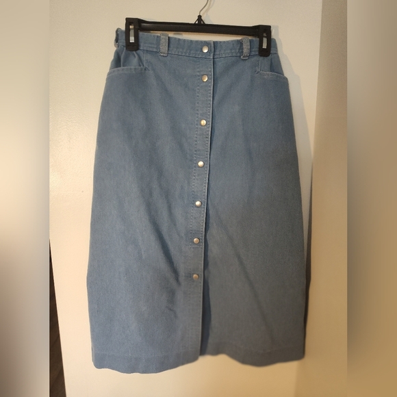 Vintage Denim Button-Front Skirt - Picture 1 of 3
